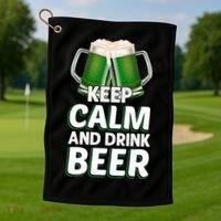 Keep Calm And Drink Beer Sat Patricks Day Golf Towel thumb 1
