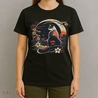 Kawaii Cat Anime Japanese Retro Women Funny Cat T-Shirt thumb 4