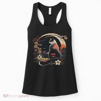 Kawaii Cat Anime Japanese Retro Women Funny Cat Women's Tank Top thumb 0