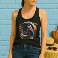 Kawaii Cat Anime Japanese Retro Women Funny Cat Women's Tank Top thumb 2