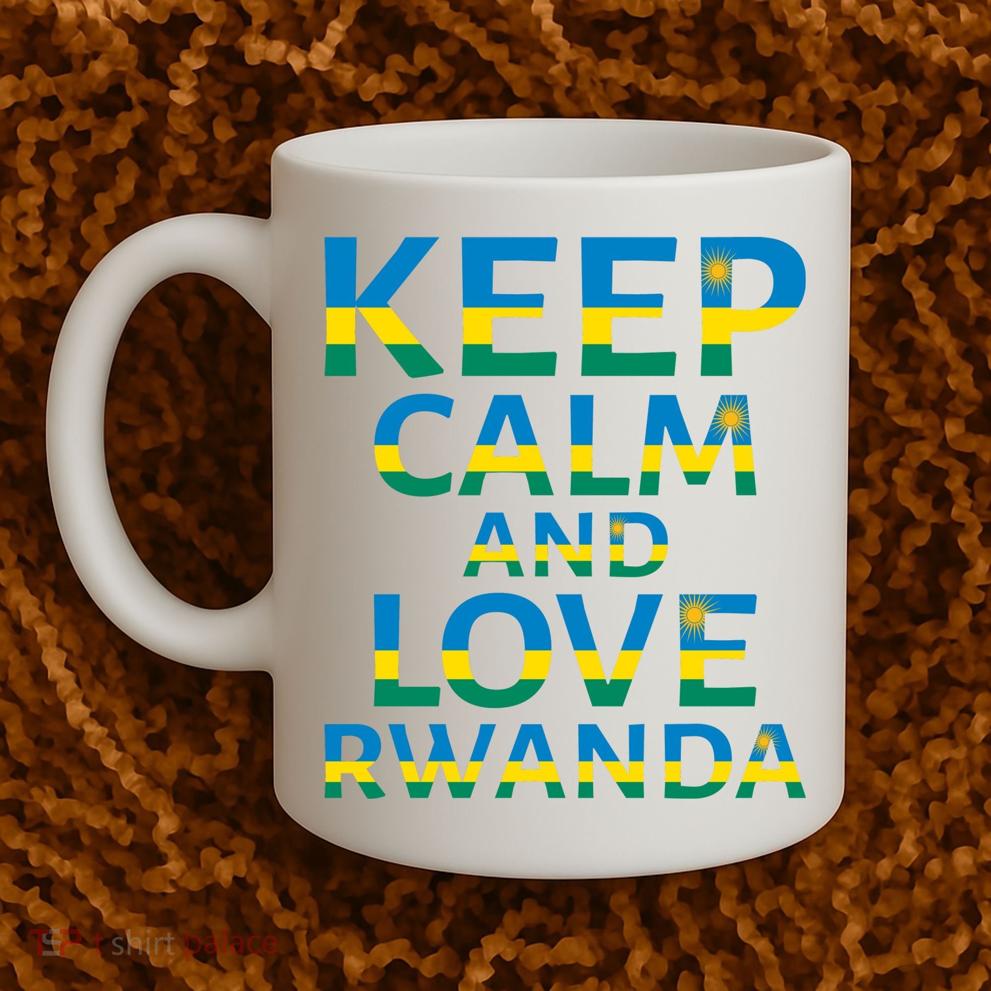 Keep Calm And Love Rwanda Coffee Mug
