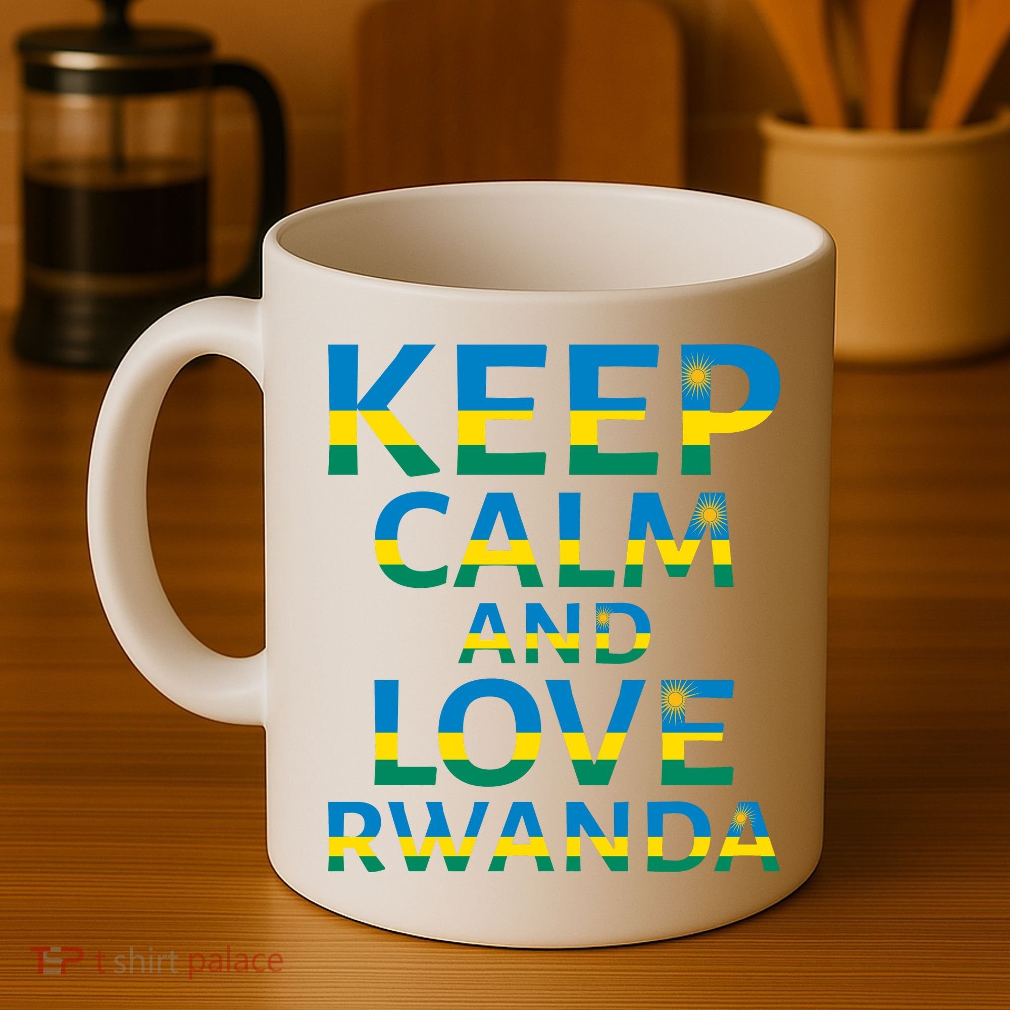 Keep Calm And Love Rwanda Coffee Mug