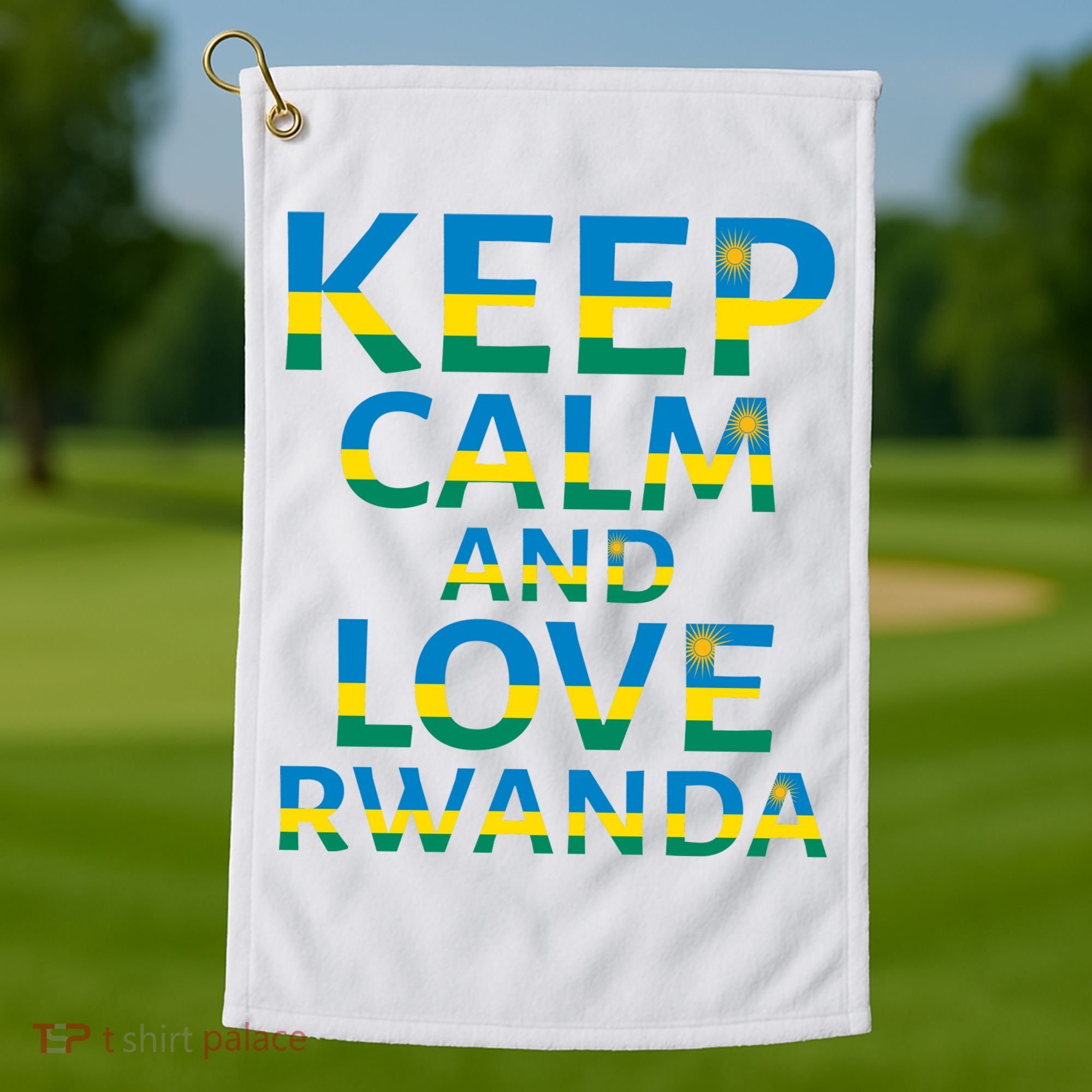 Keep Calm And Love Rwanda Golf Towel