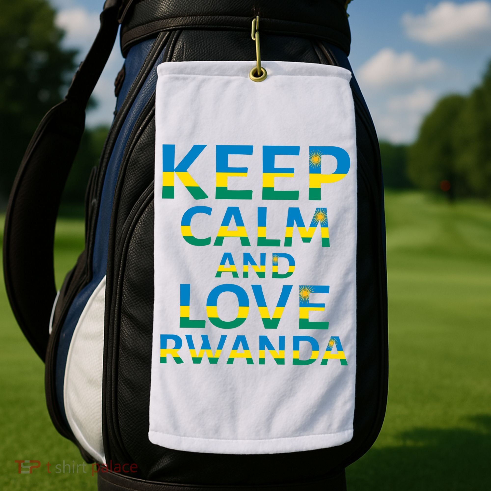 Keep Calm And Love Rwanda Golf Towel
