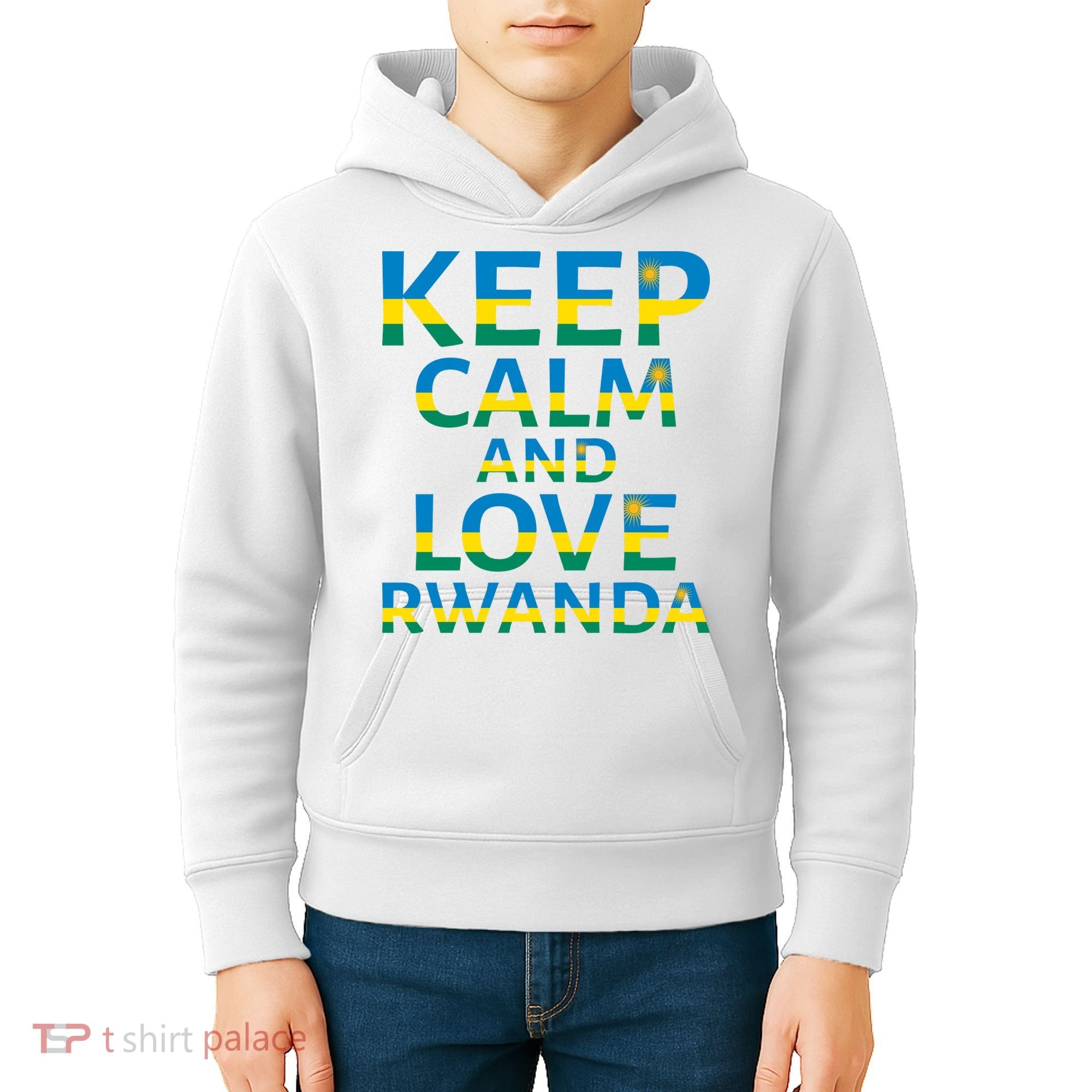 Keep Calm And Love Rwanda Kids Hoodie