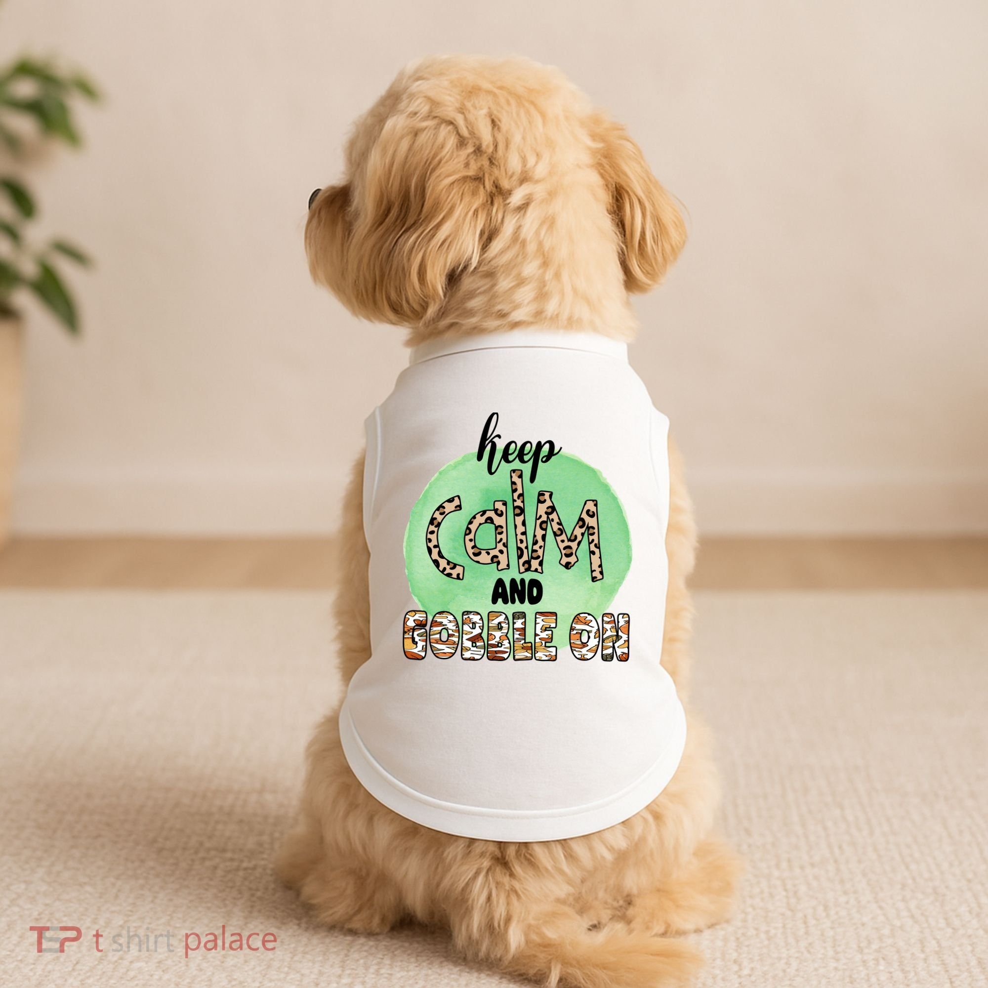 Keep Calm And Gobble On Fall Holiday Doggie Tank