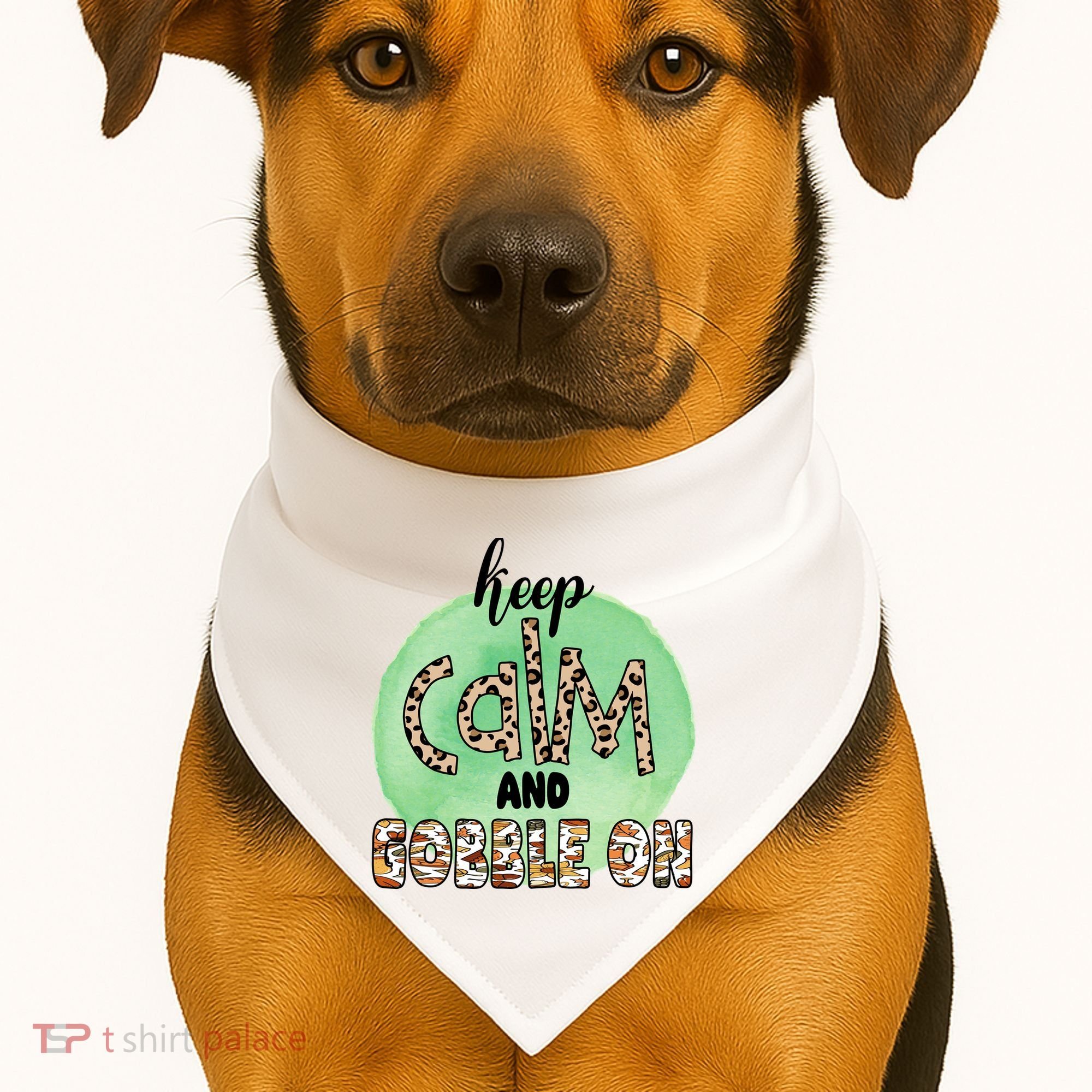Keep Calm And Gobble On Fall Holiday USA-Made Doggie Bandana