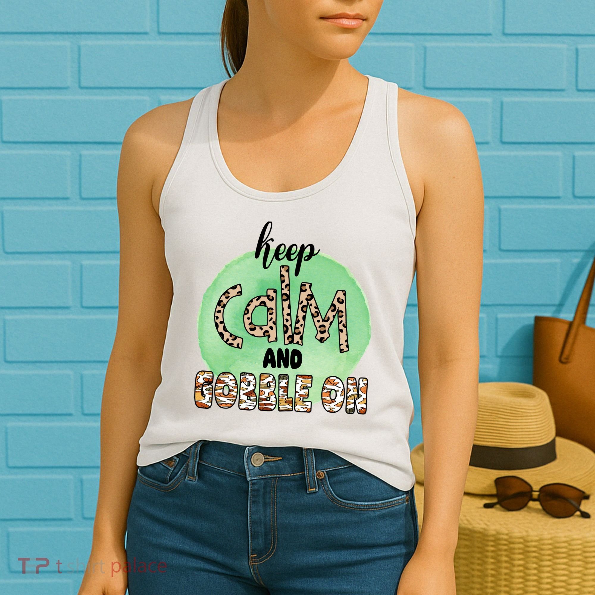 Keep Calm And Gobble On Fall Holiday Women's Tank Top