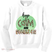 Keep Calm And Gobble On Fall Holiday Kids Sweatshirt thumb 0