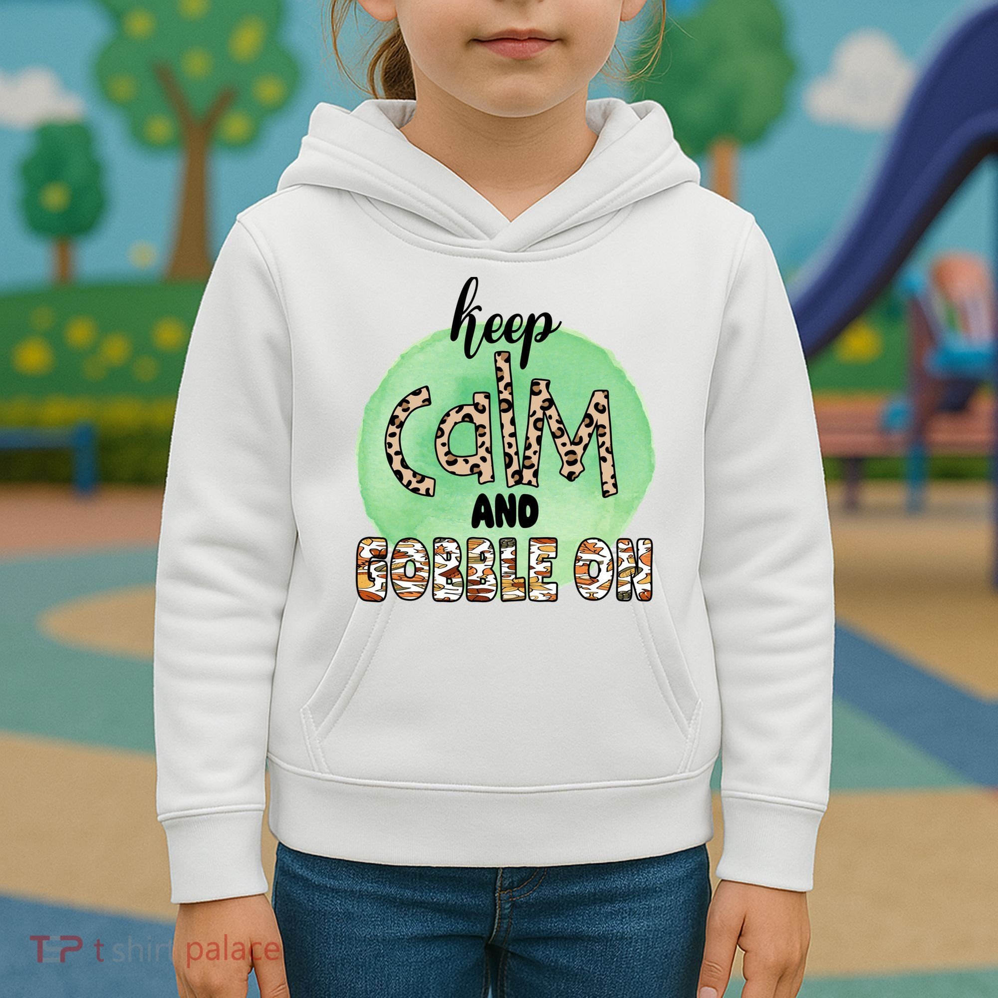 Keep Calm And Gobble On Fall Holiday Kids Hoodie
