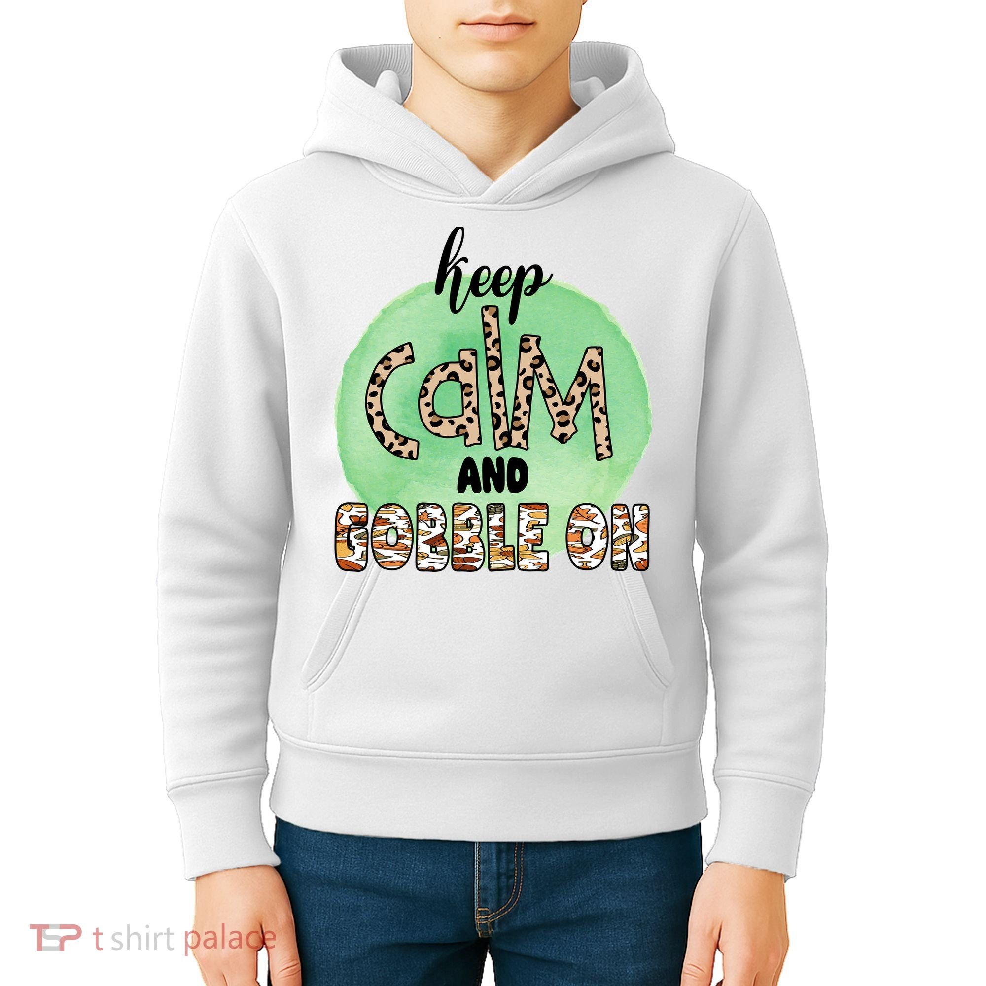 Keep Calm And Gobble On Fall Holiday Kids Hoodie