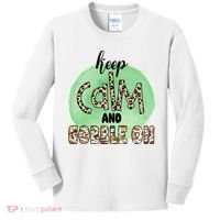 Keep Calm And Gobble On Fall Holiday Kids Long Sleeve Shirt thumb 0