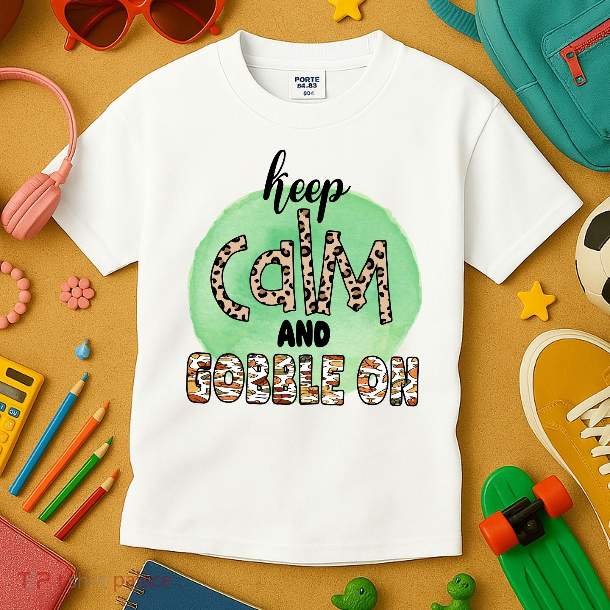 Keep Calm And Gobble On Fall Holiday Kids T-Shirt