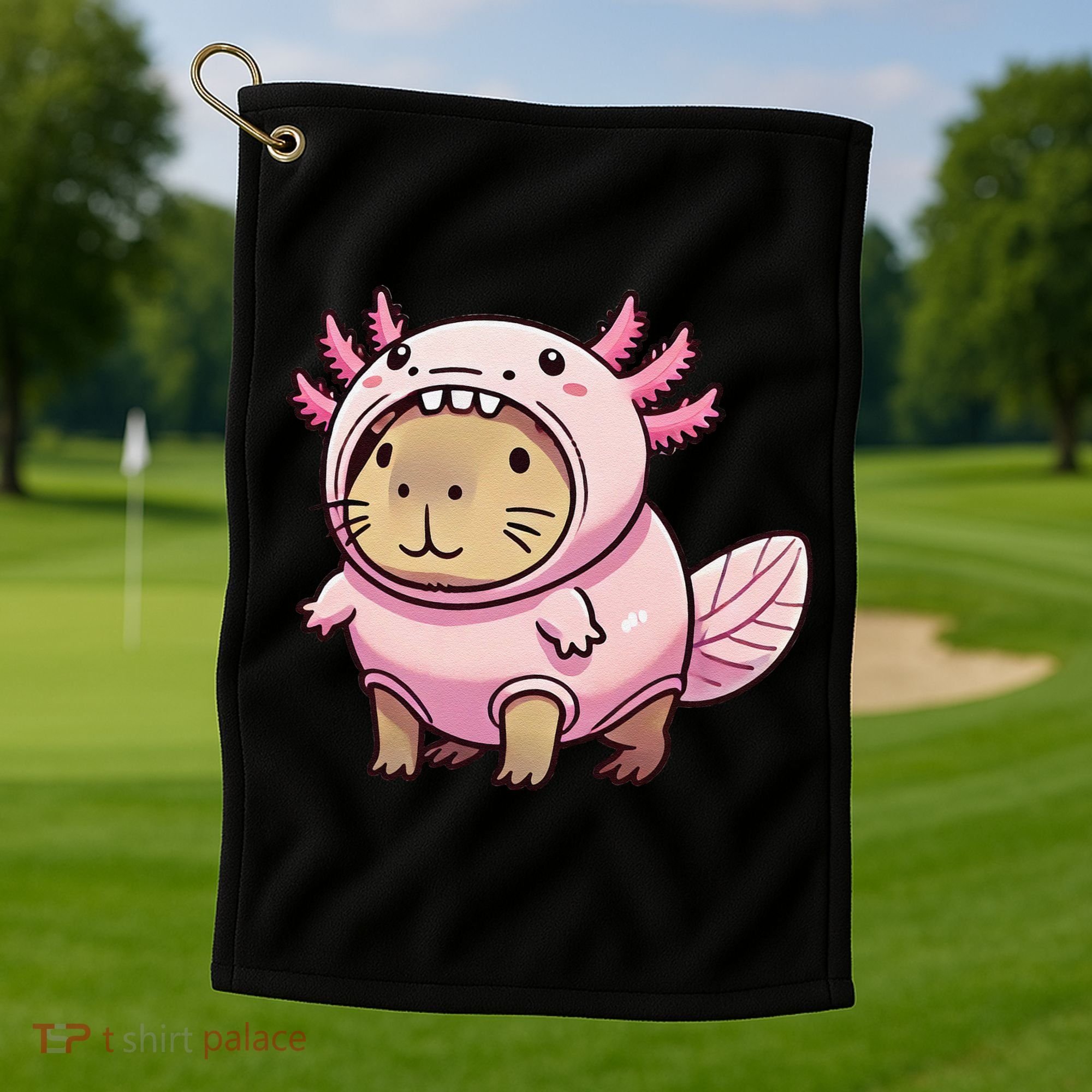 Kawaii Capybara Axolotl Golf Towel