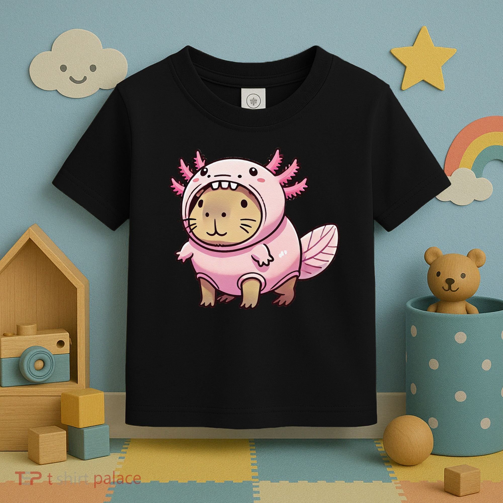 Kawaii Capybara Axolotl Toddler T-Shirt