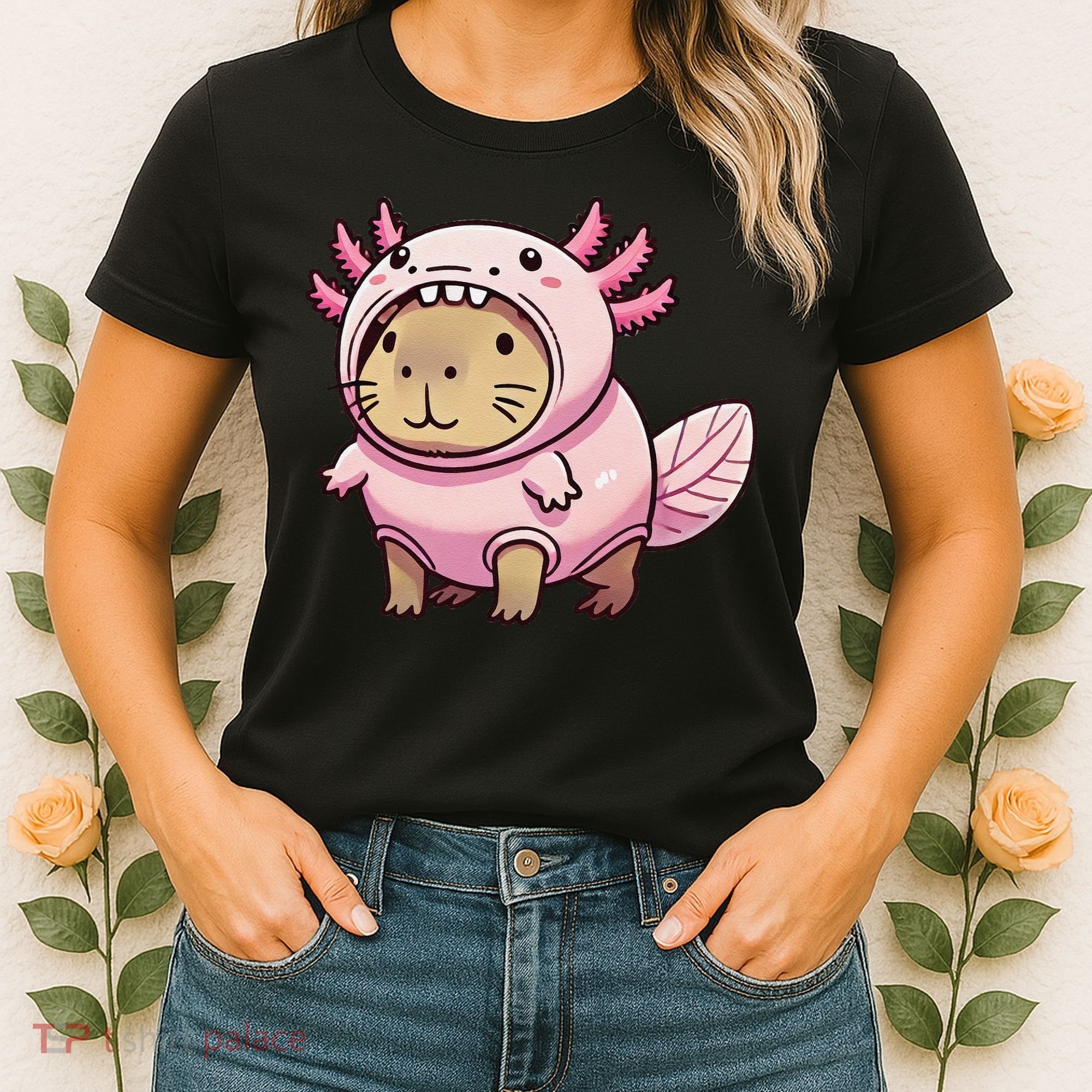 Kawaii Capybara Axolotl Women's T-Shirt