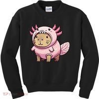 Kawaii Capybara Axolotl Kids Sweatshirt thumb 0
