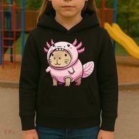 Kawaii Capybara Axolotl Kids Hoodie thumb 3