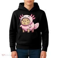 Kawaii Capybara Axolotl Kids Hoodie thumb 4