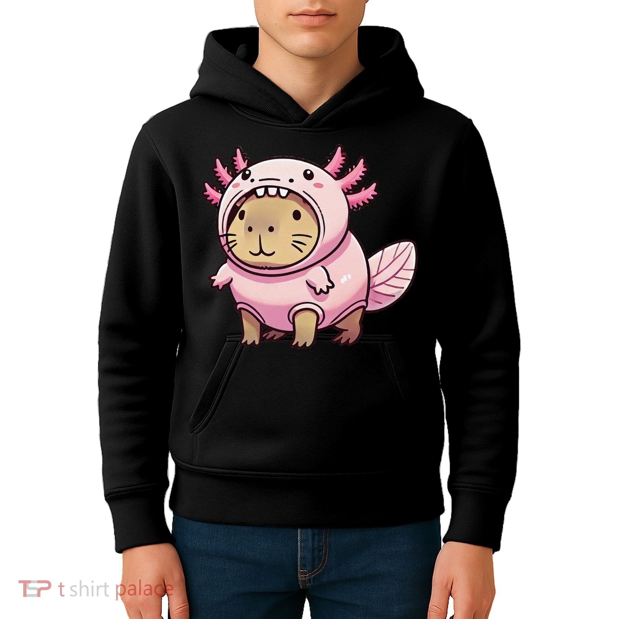 Kawaii Capybara Axolotl Kids Hoodie