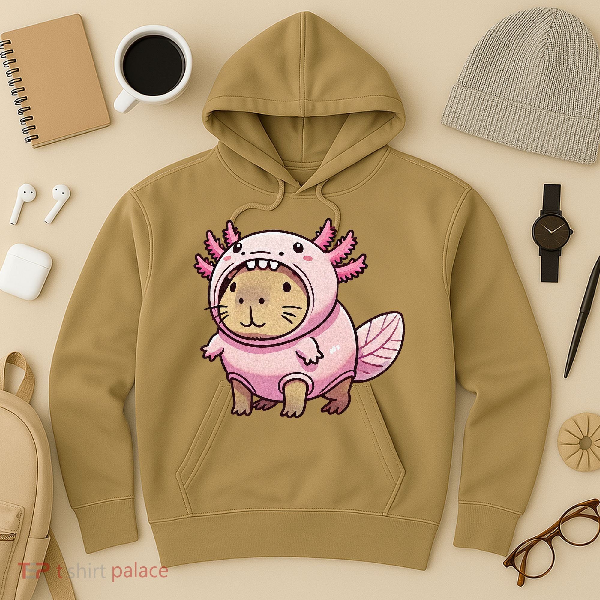 Kawaii Capybara Axolotl Hoodie