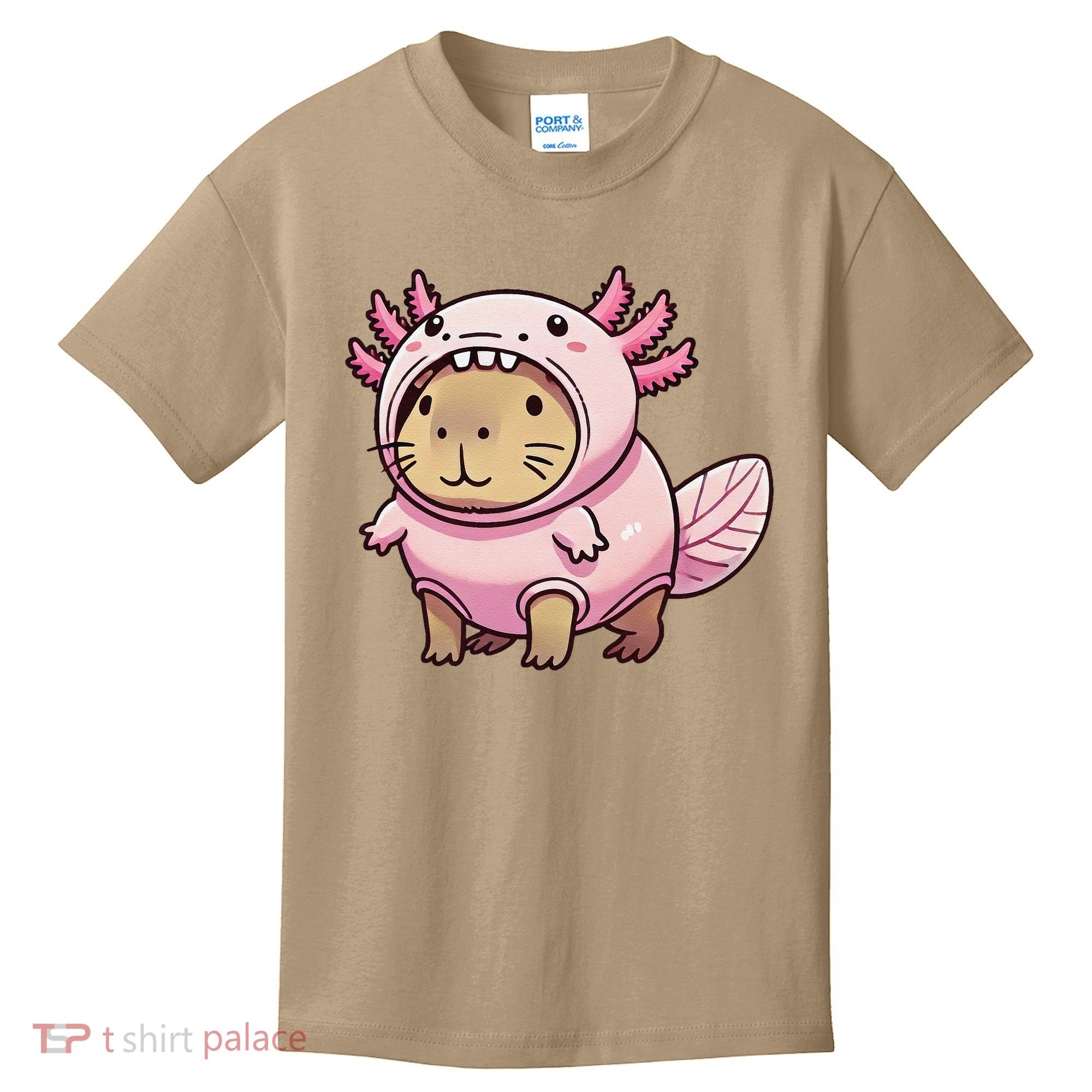 Kawaii Capybara Axolotl Kids T-Shirt
