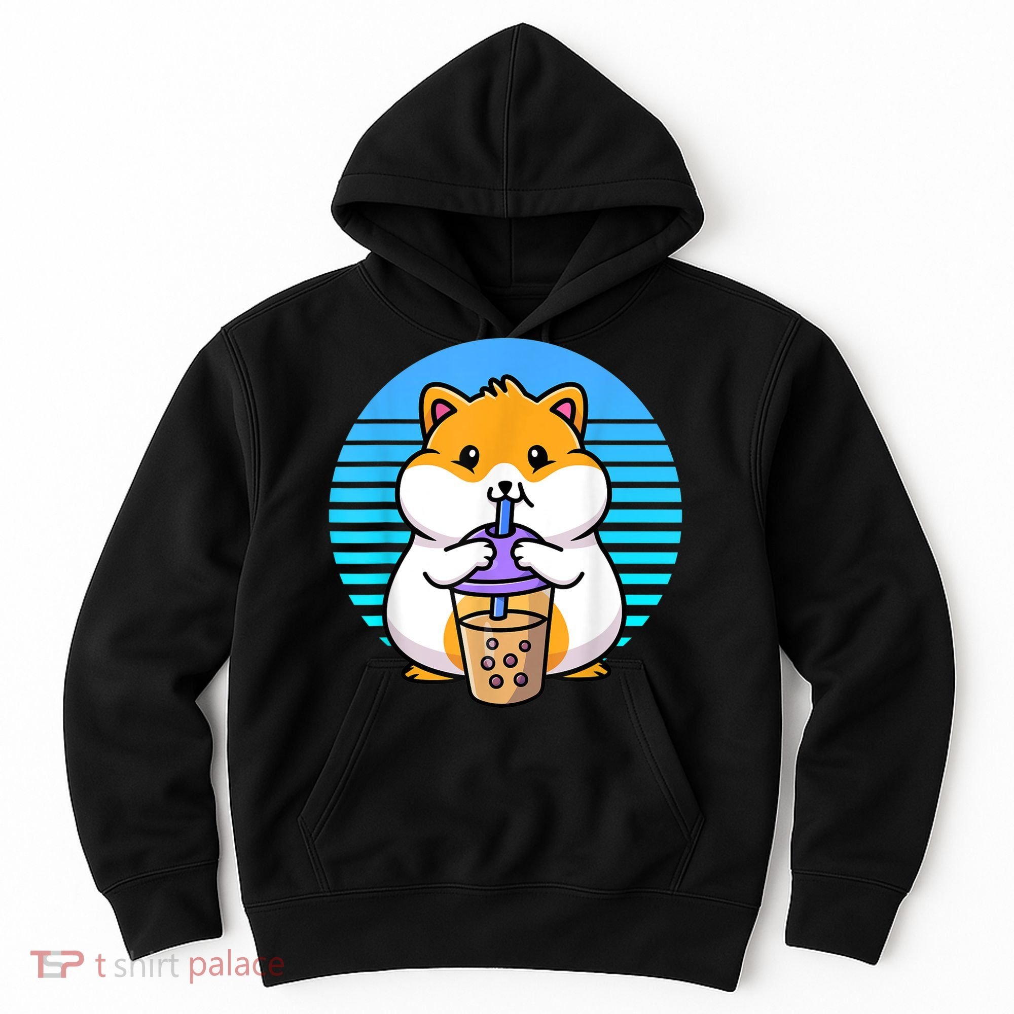 Kawaii Cute Boba Hamster Taro Bubble Pearl Milk Tea Hoodie