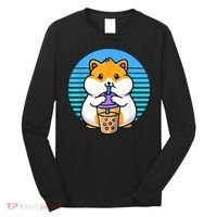 Kawaii Cute Boba Hamster Taro Bubble Pearl Milk Tea Long Sleeve Shirt thumb 0