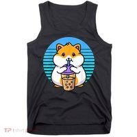Kawaii Cute Boba Hamster Taro Bubble Pearl Milk Tea Tank Top thumb 0