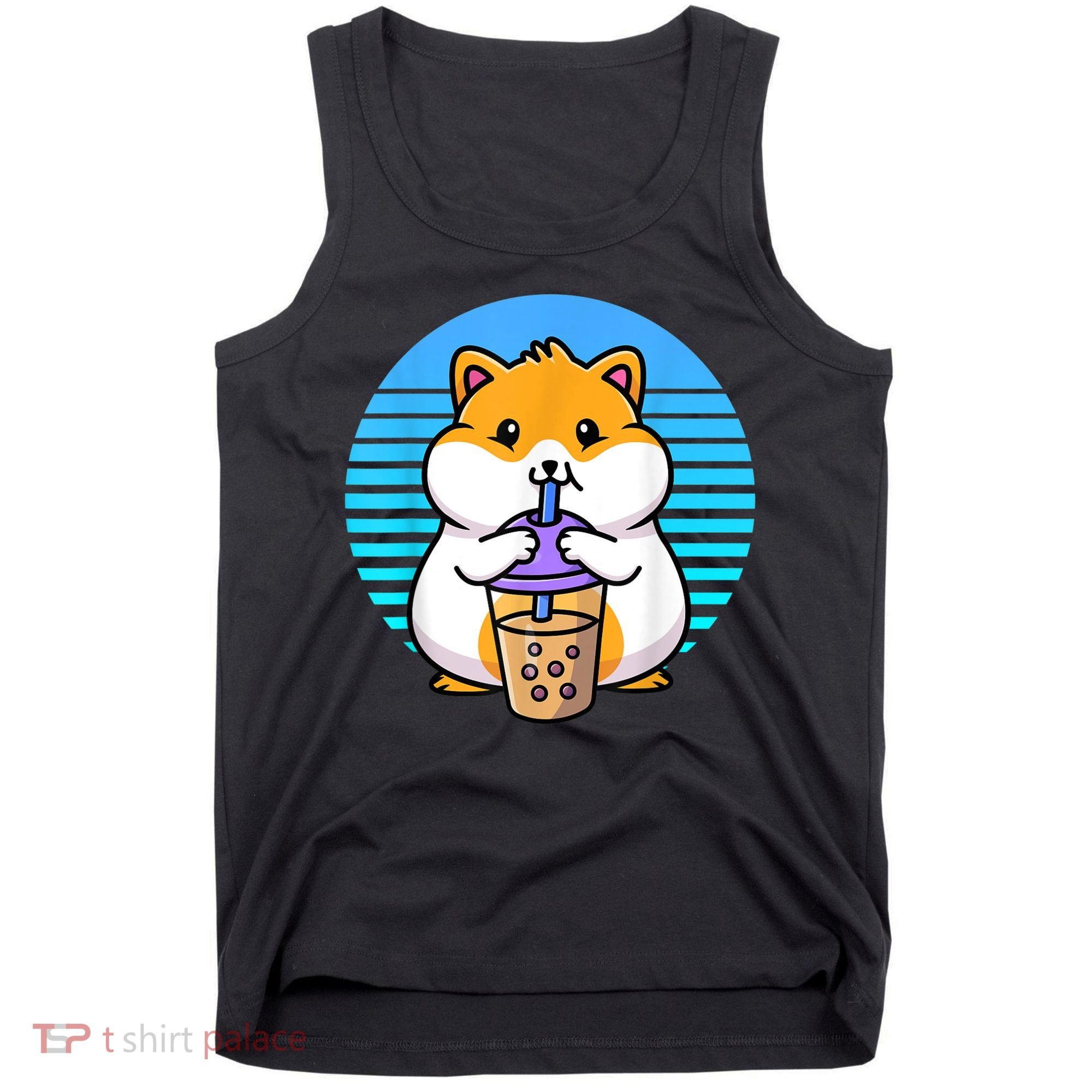 Kawaii Cute Boba Hamster Taro Bubble Pearl Milk Tea Tank Top