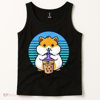 Kawaii Cute Boba Hamster Taro Bubble Pearl Milk Tea Tank Top thumb 2