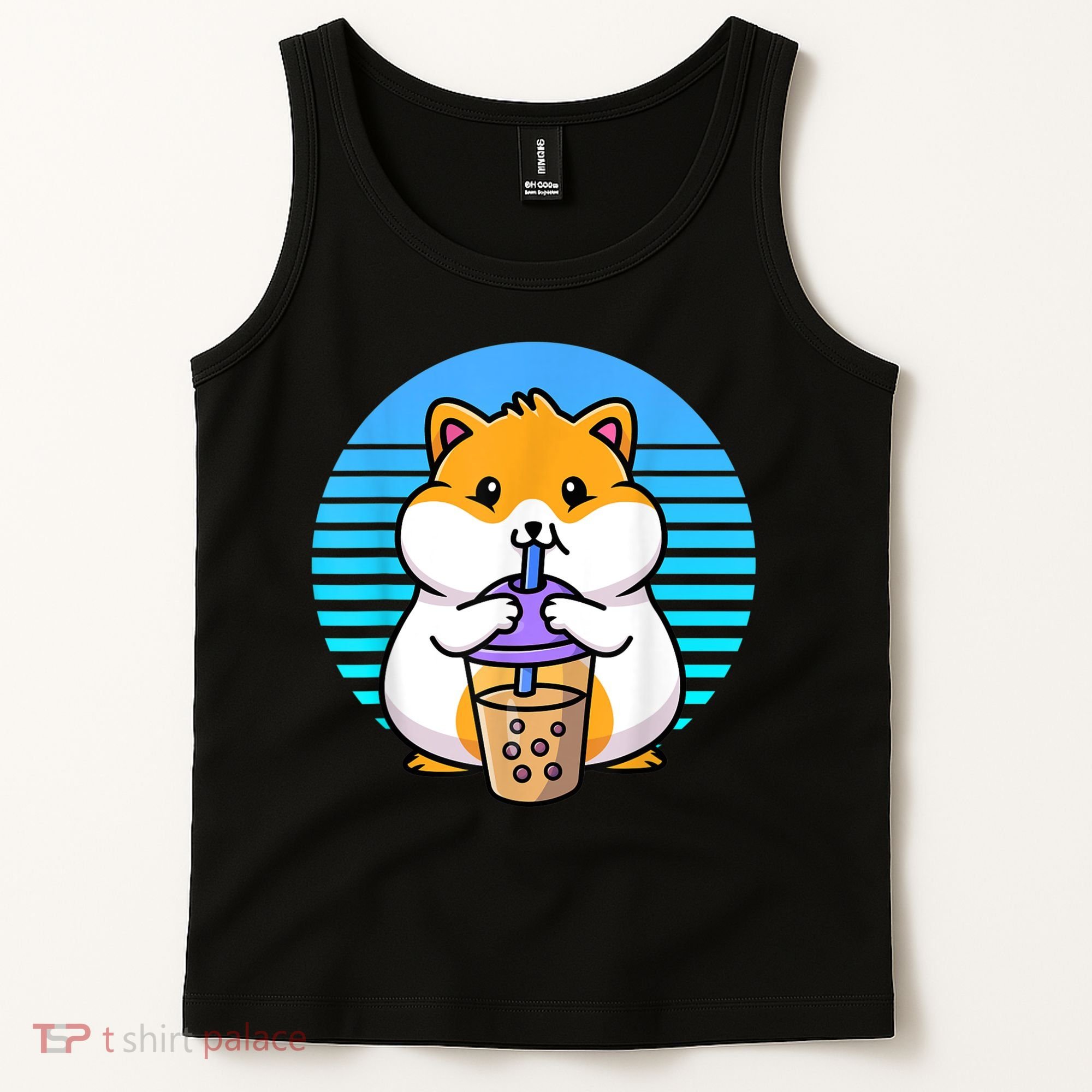 Kawaii Cute Boba Hamster Taro Bubble Pearl Milk Tea Tank Top