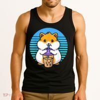 Kawaii Cute Boba Hamster Taro Bubble Pearl Milk Tea Tank Top thumb 3