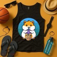 Kawaii Cute Boba Hamster Taro Bubble Pearl Milk Tea Tank Top thumb 4
