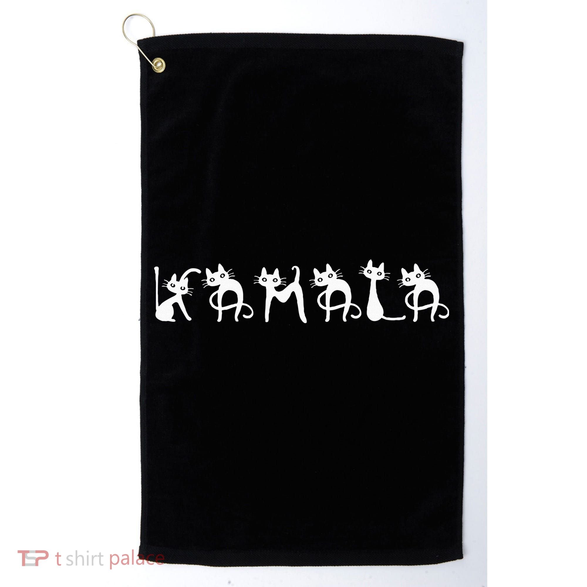 Kamala Cat Cute Cat Shaped Font Letters Subtle Comma La Golf Towel