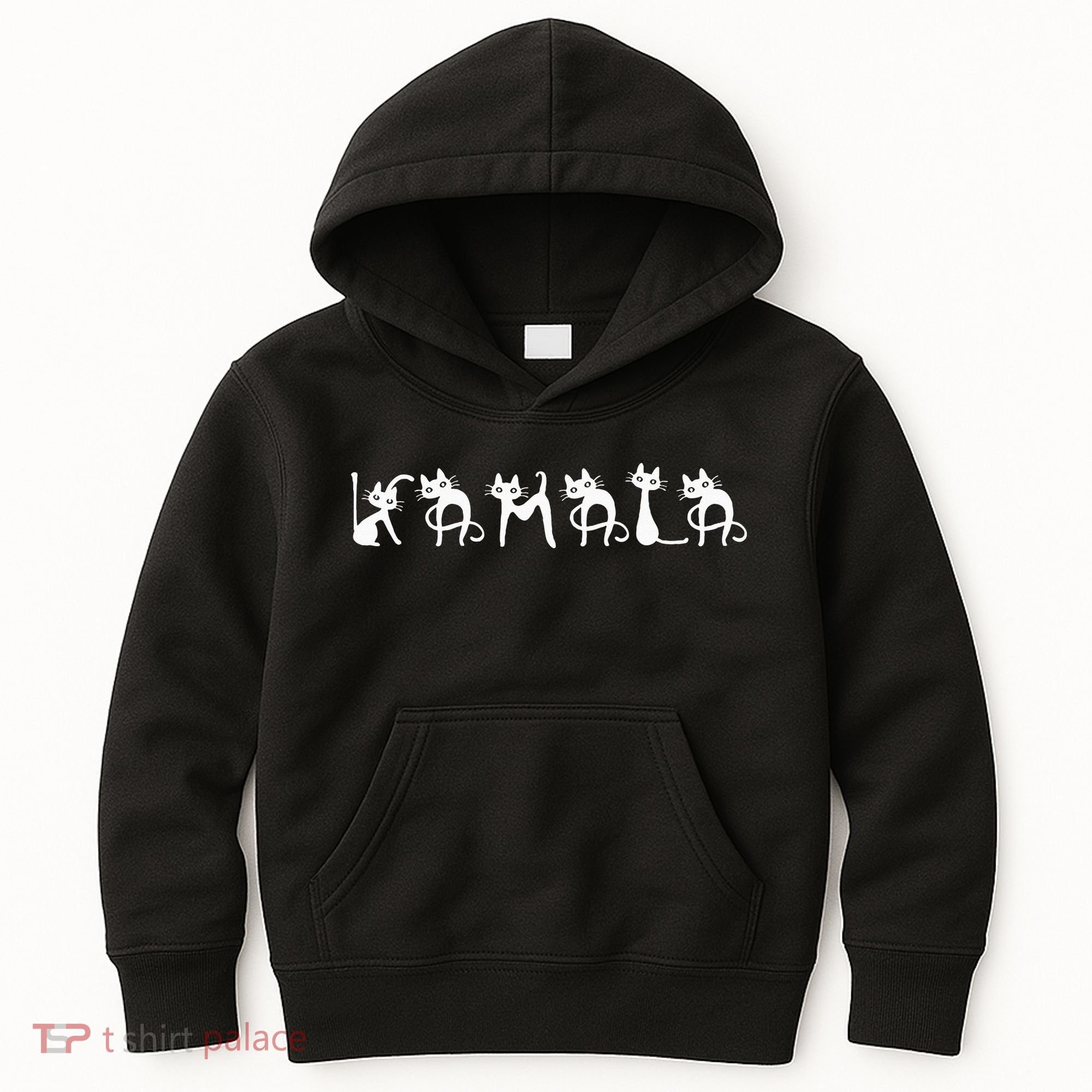 Kamala Cat Cute Cat Shaped Font Letters Subtle Comma La Kids Hoodie