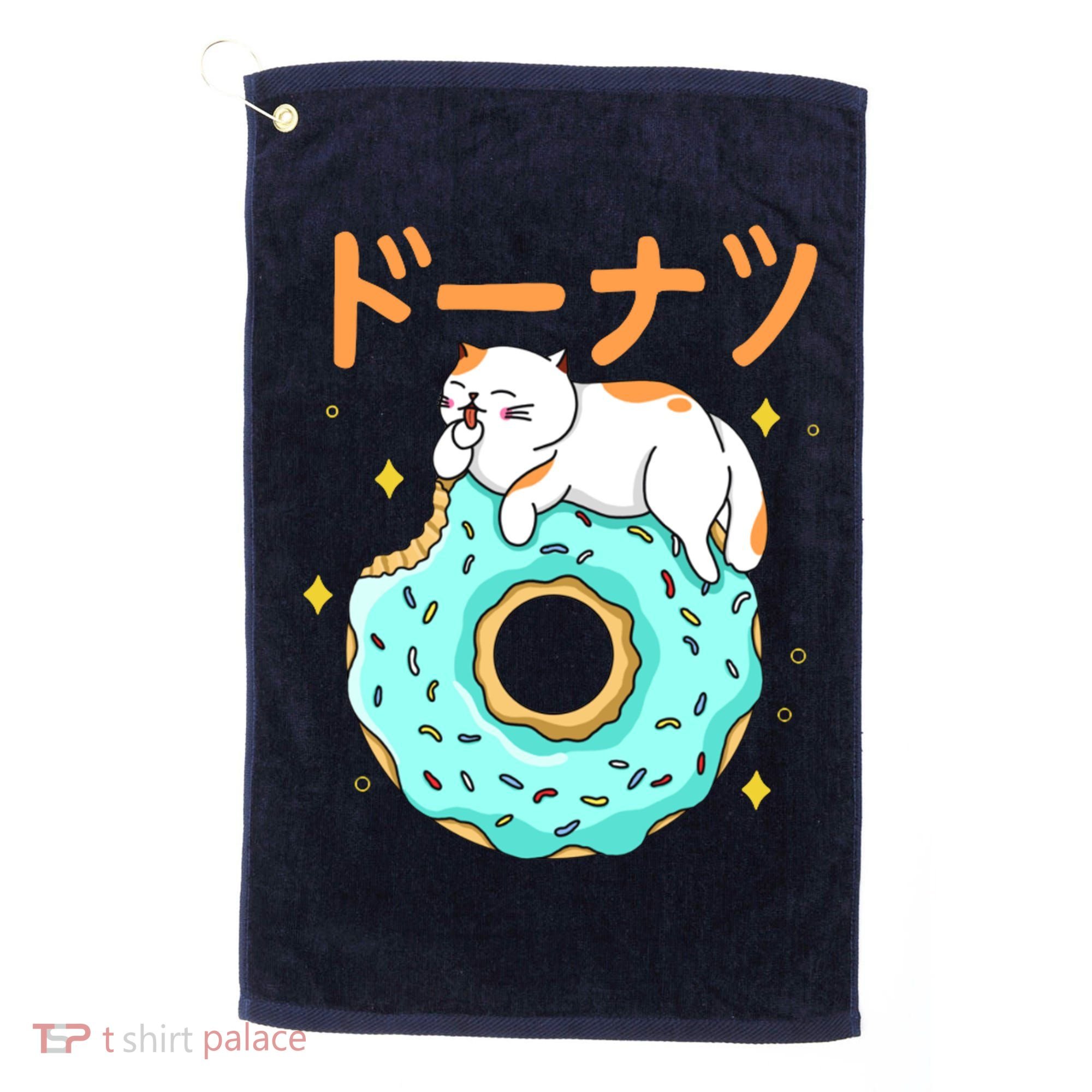 Kawaii Cat Donut Golf Towel