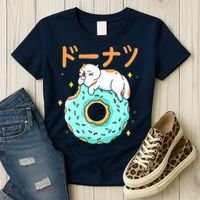 Kawaii Cat Donut Women's T-Shirt thumb 3