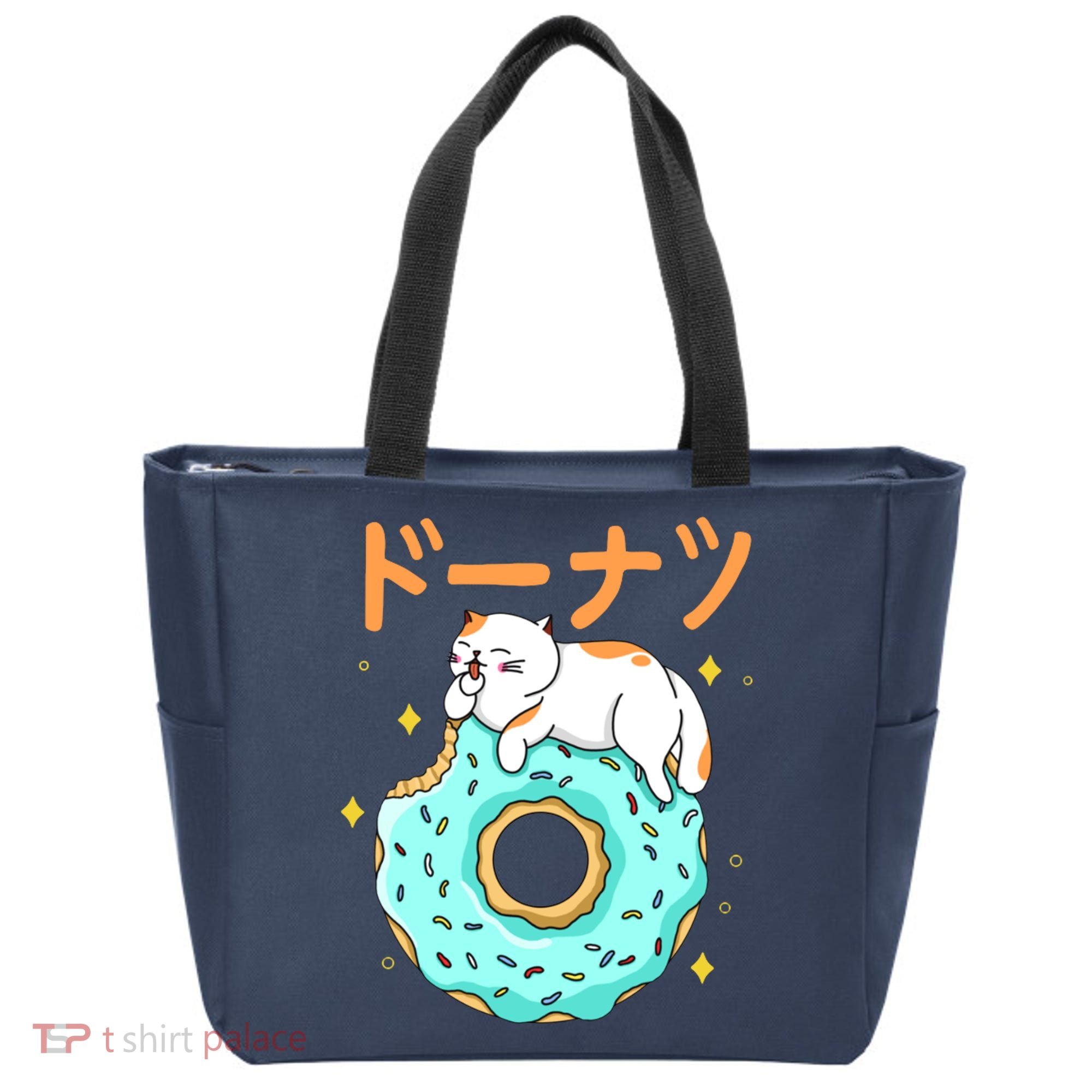 Kawaii Cat Donut Tote Bag