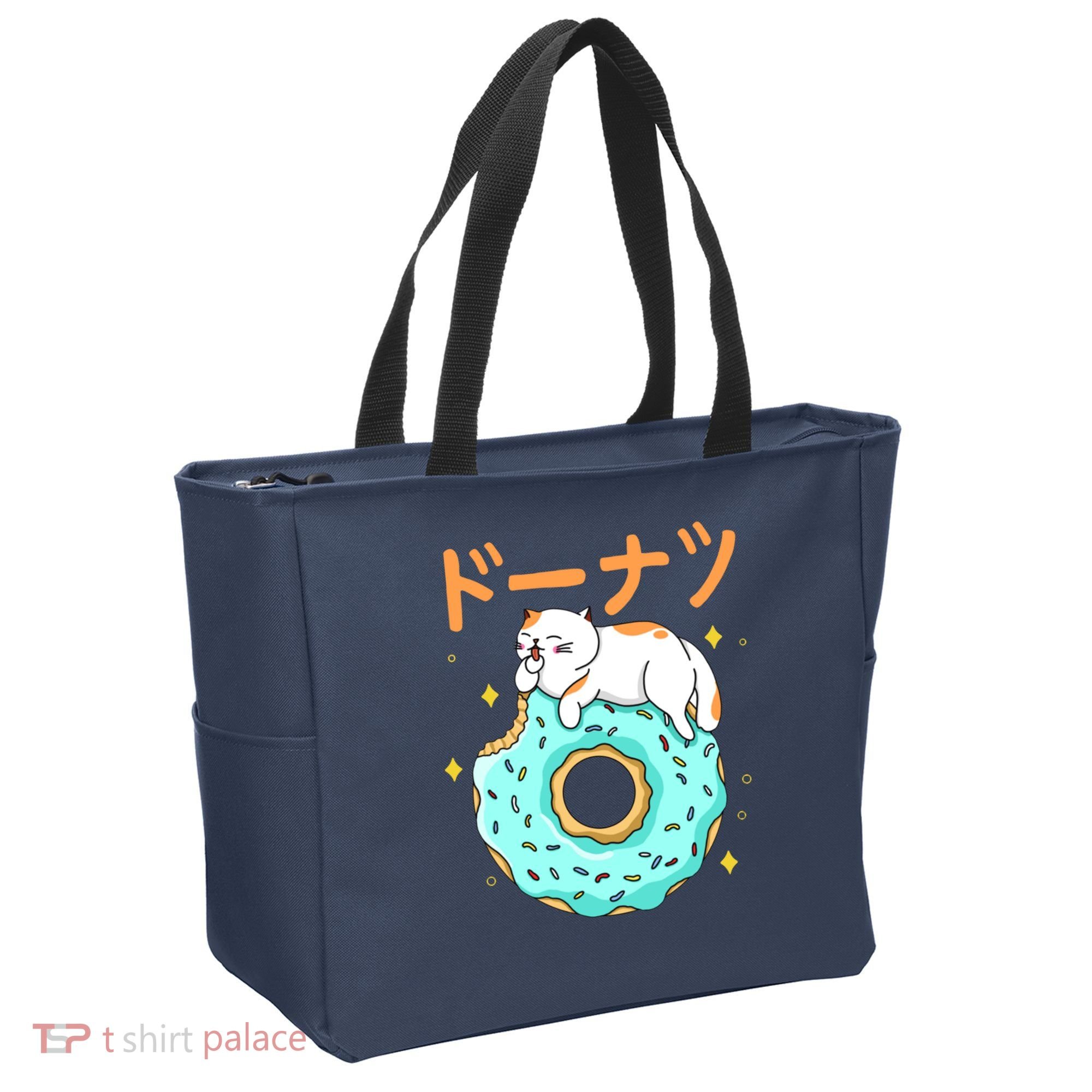 Kawaii Cat Donut Tote Bag