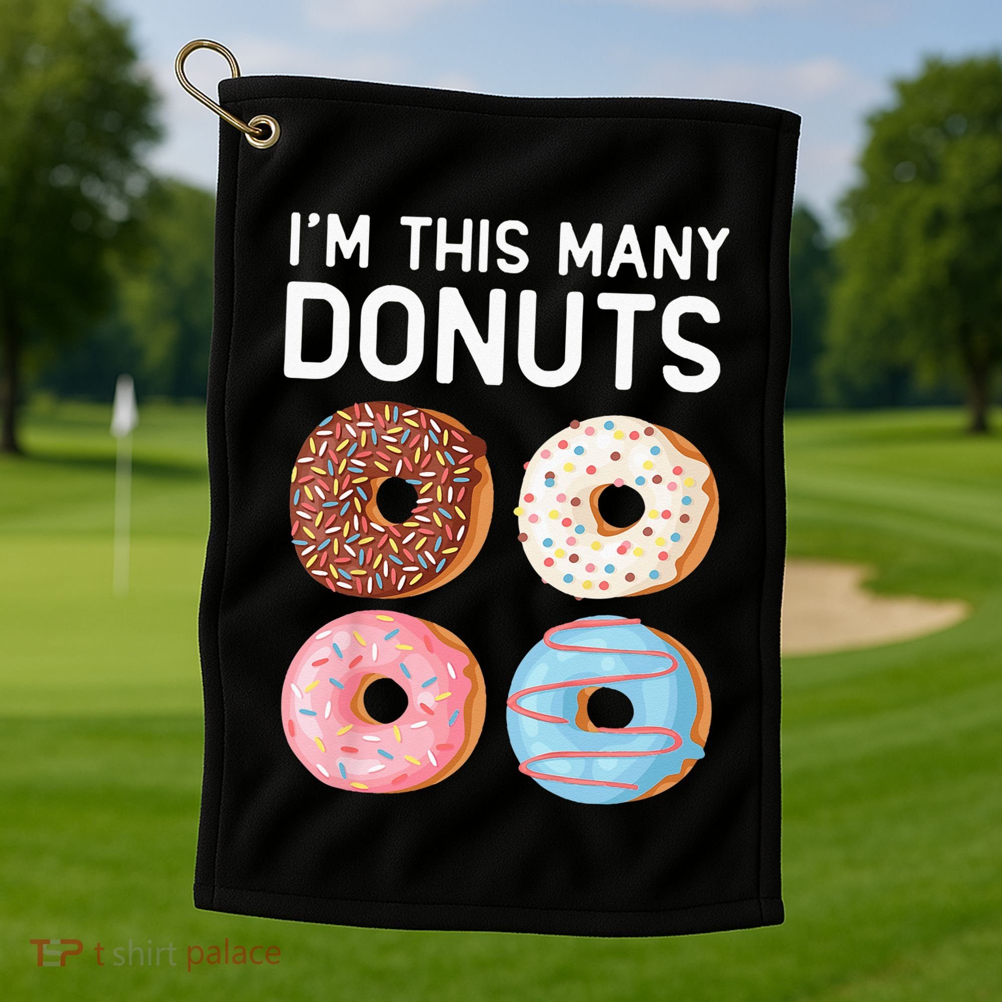 Kids Cute Donut 4th Birthday Im This Many Donuts 4 Year Old Golf Towel