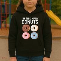 Kids Cute Donut 4th Birthday Im This Many Donuts 4 Year Old Kids Hoodie thumb 3