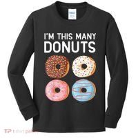 Kids Cute Donut 4th Birthday Im This Many Donuts 4 Year Old Kids Long Sleeve Shirt thumb 0