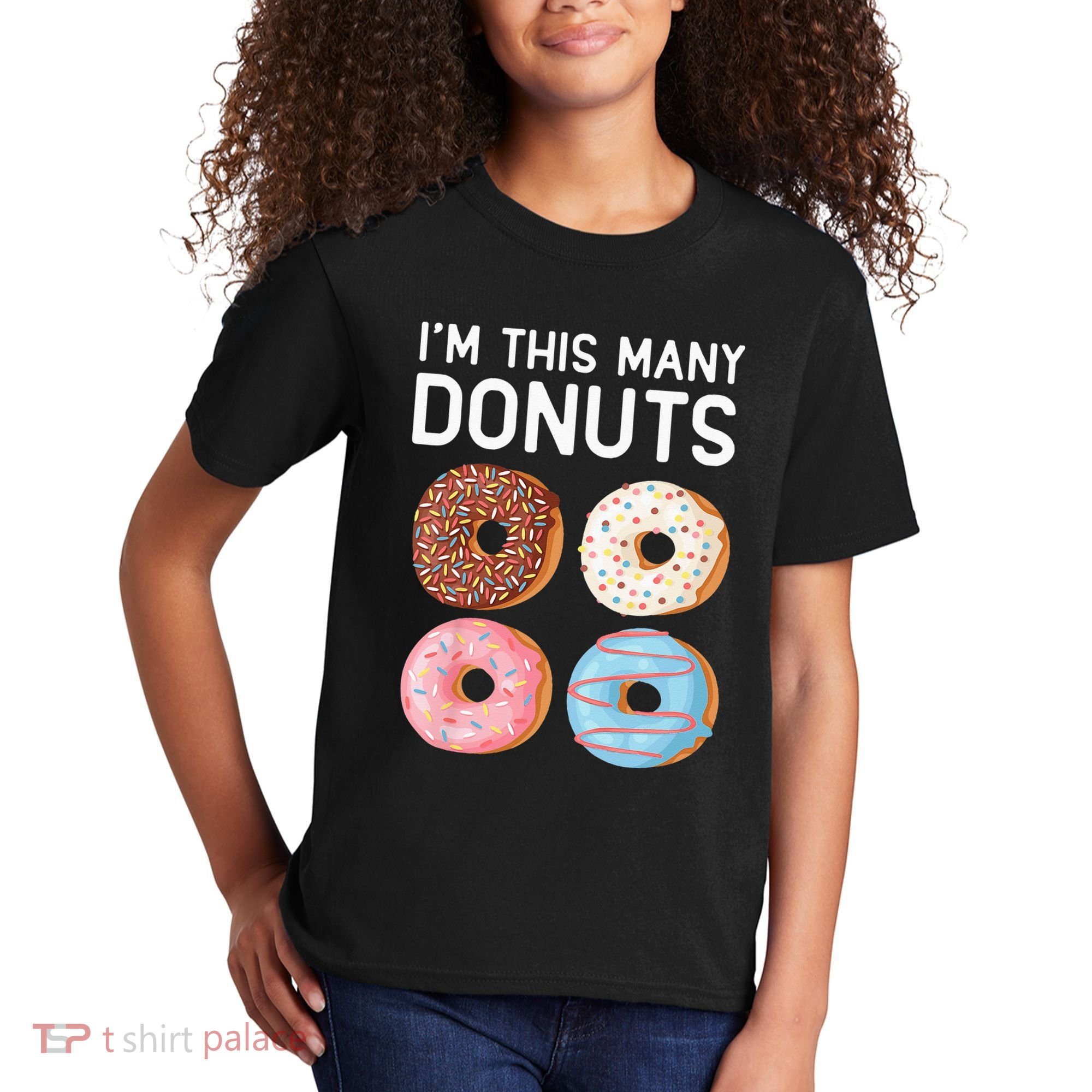 Kids Cute Donut 4th Birthday Im This Many Donuts 4 Year Old Kids T-Shirt