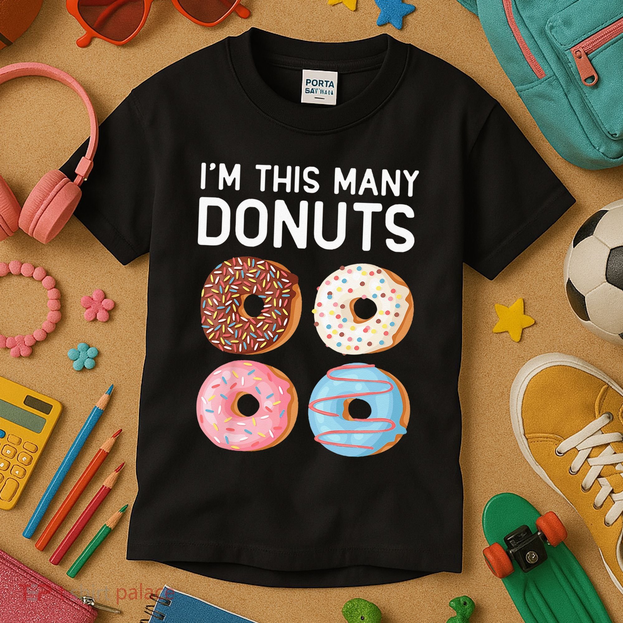 Kids Cute Donut 4th Birthday Im This Many Donuts 4 Year Old Kids T-Shirt