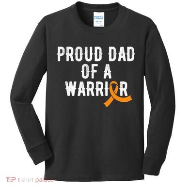 Kidney Cancer Dad Orange Ribbon Kidney Disease Awareness Kids Long Sleeve Shirt