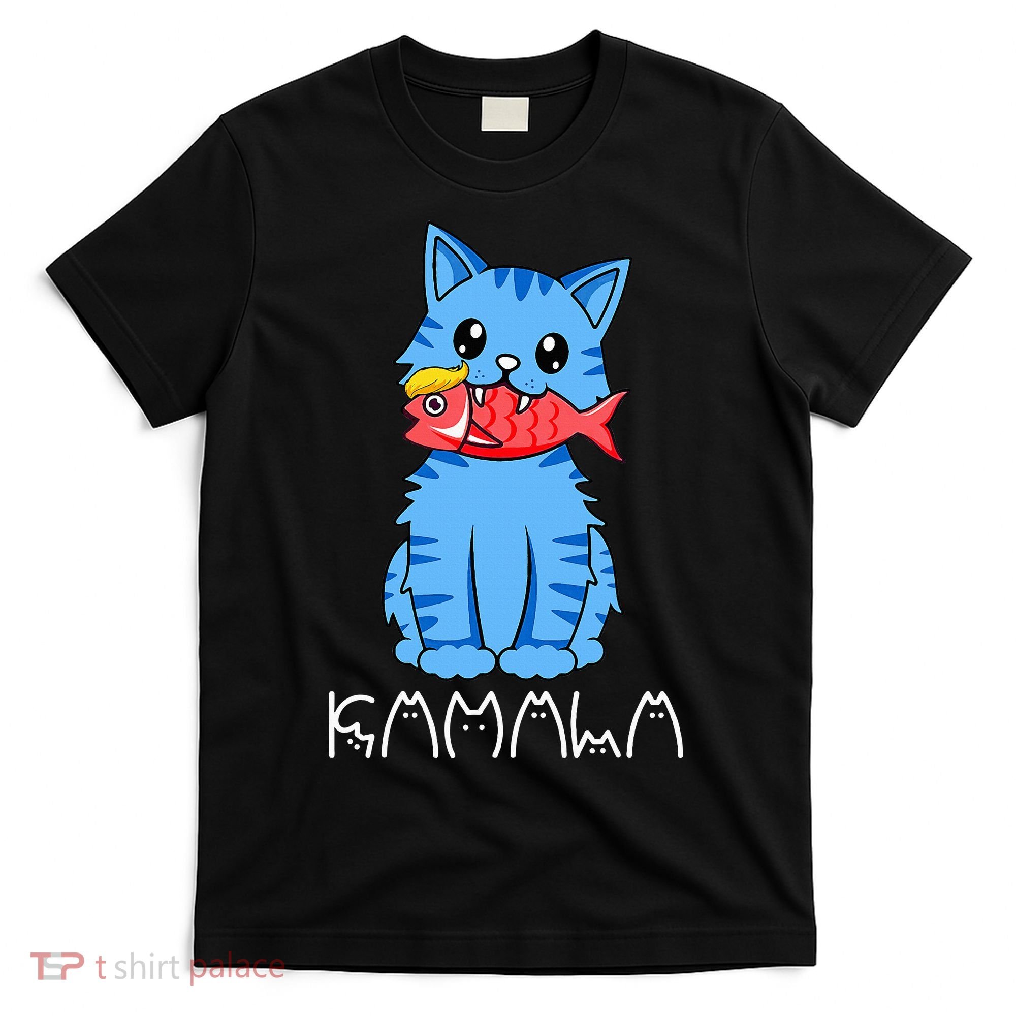 Kamala Cat Eat Fish Funny Harris Trump 2024 T-Shirt