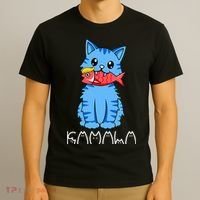 Kamala Cat Eat Fish Funny Harris Trump 2024 T-Shirt thumb 3