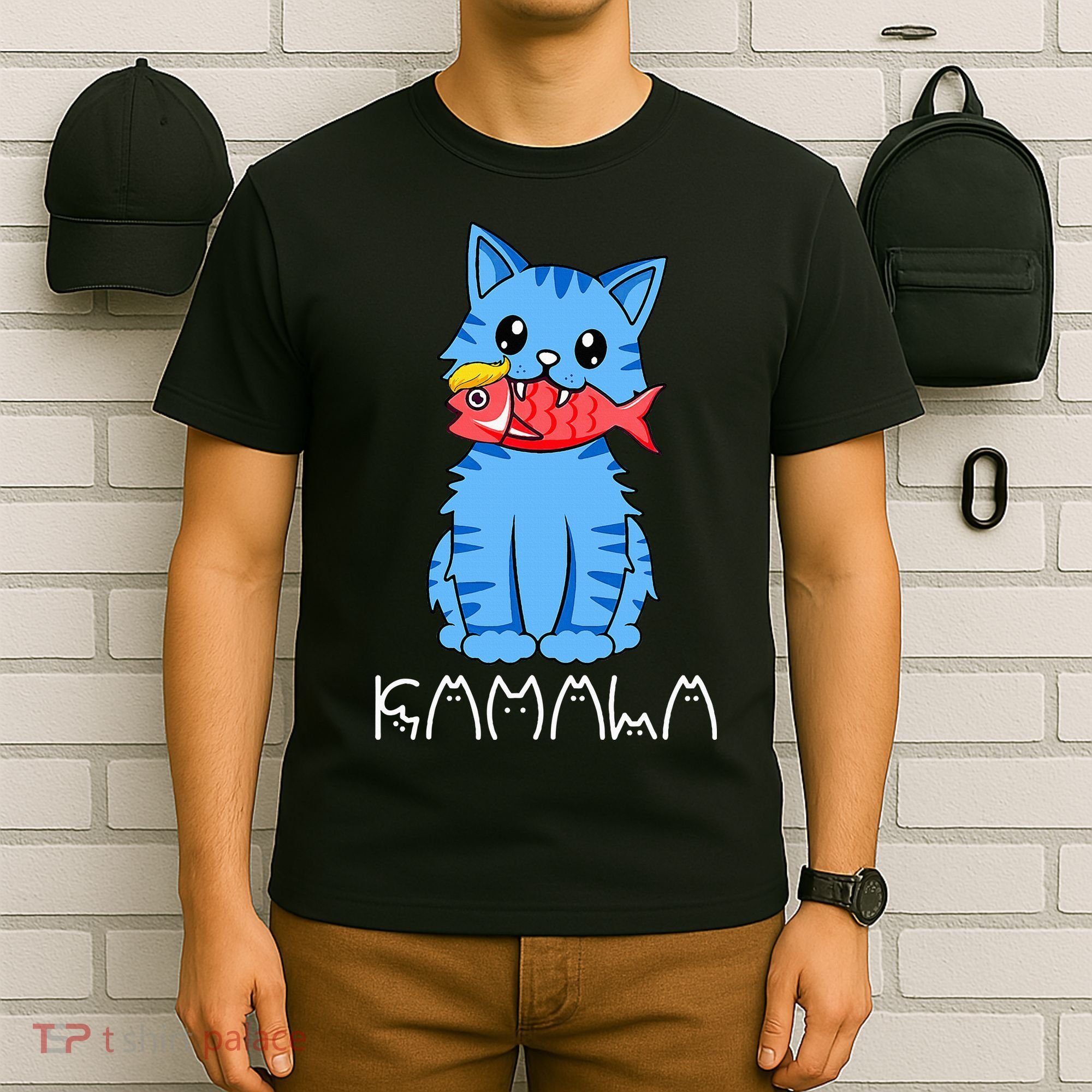 Kamala Cat Eat Fish Funny Harris Trump 2024 T-Shirt