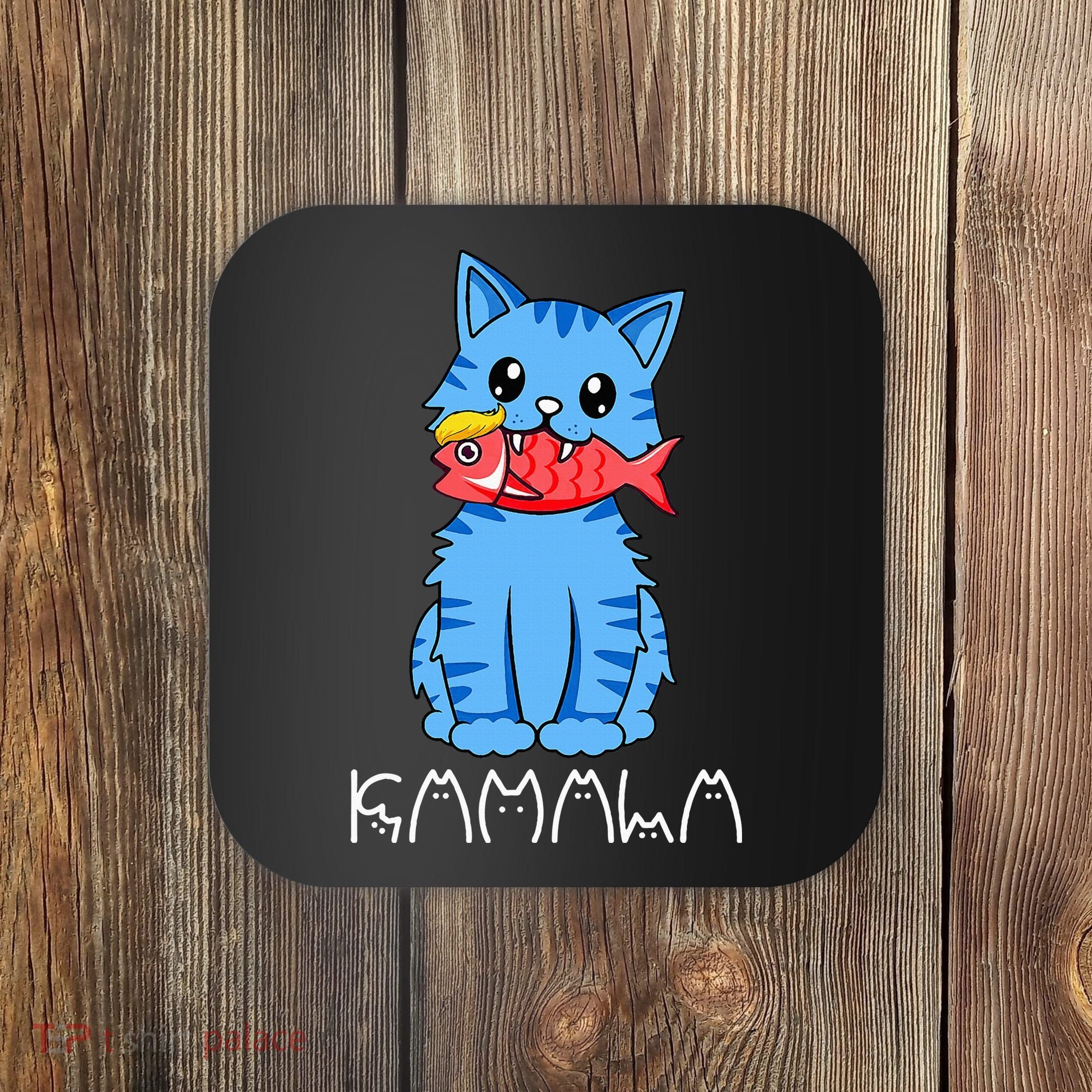 Kamala Cat Eat Fish Funny Harris Trump 2024 Coaster